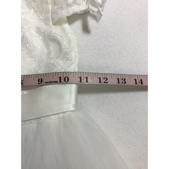 GIRL'S PARTY DRESS SZ 2 Y white lace embellished short sleeve flower maxi B101 - Picture 7 of 7